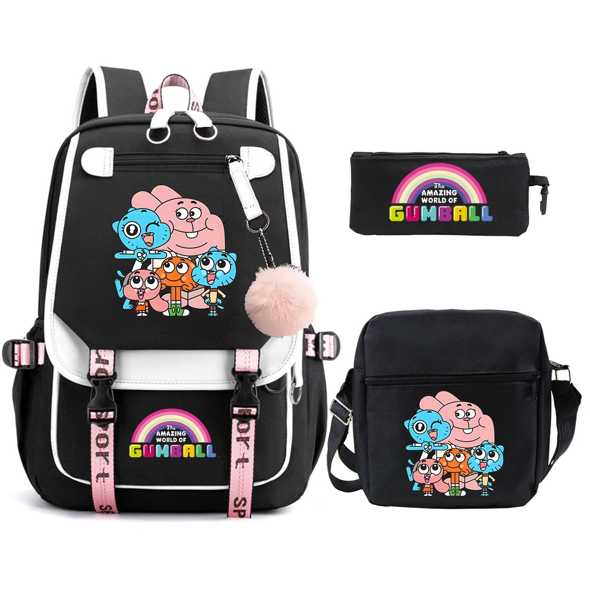 3pcs Set The Amazing World of Gumball Backpack Girls Boys School Backpack Children School Bags Women Rucksack Outdoor Travel Bag