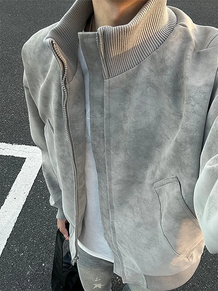 

Мужская осенне-зимняя матовая кожаная куртка с воротником-стойкой, бейсбольная рубашка, длинное свековое свободное мотоциклетное летное пальто