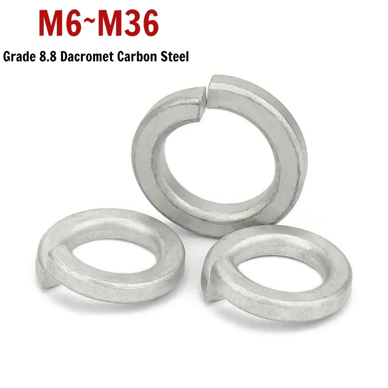 M3-M36 Dacromet Spring Lock Washers Carbon Steel Split Lock Washers High Corrosion Resistant for Bolts & Nuts Fastening