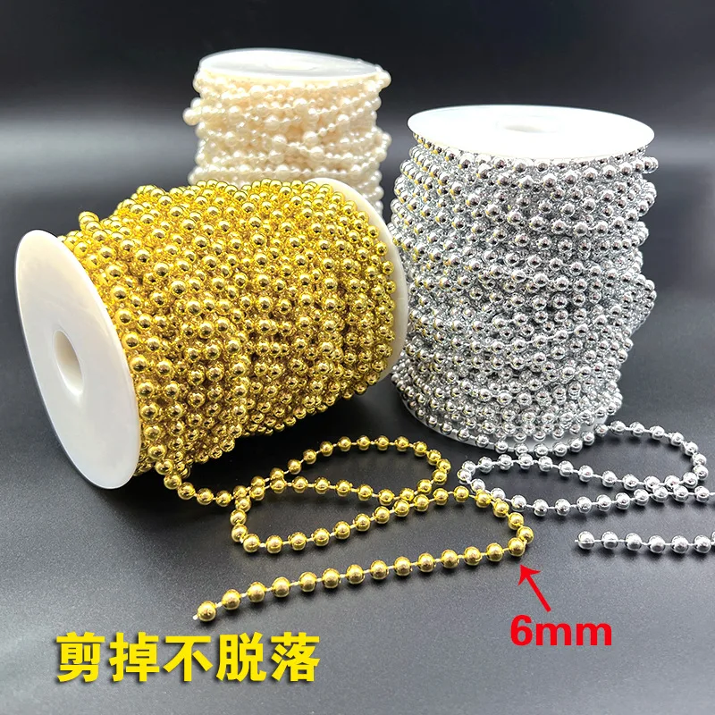 6.6-78.74 Feet Pearls String Beads Decors Φ6-14mm Faux Pearl Garland Roll Strand for Crafting String of Flower Wedding Valentine