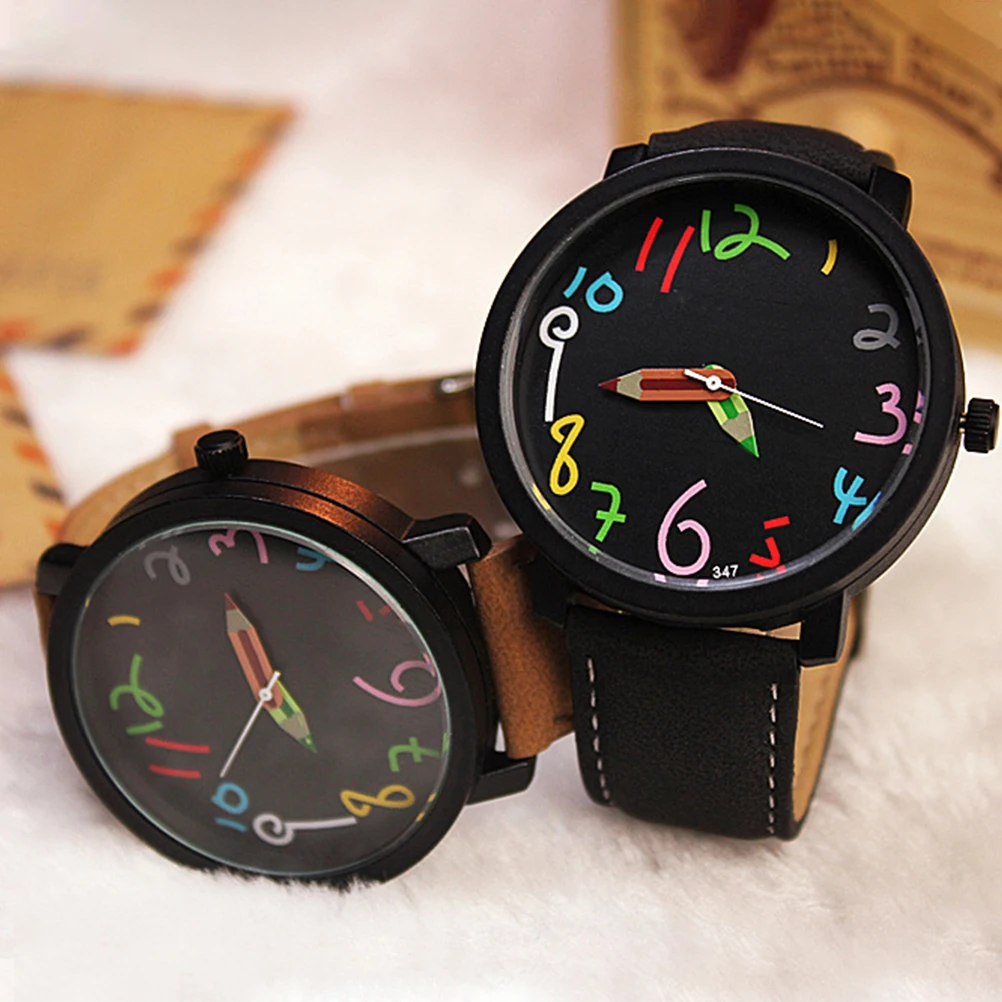 

1Pcs Waterproof Kids Wrist Watch Black Dial Black Band Cartoon Style Quartz Watch Fashion Gift for Children Birthday Christmas