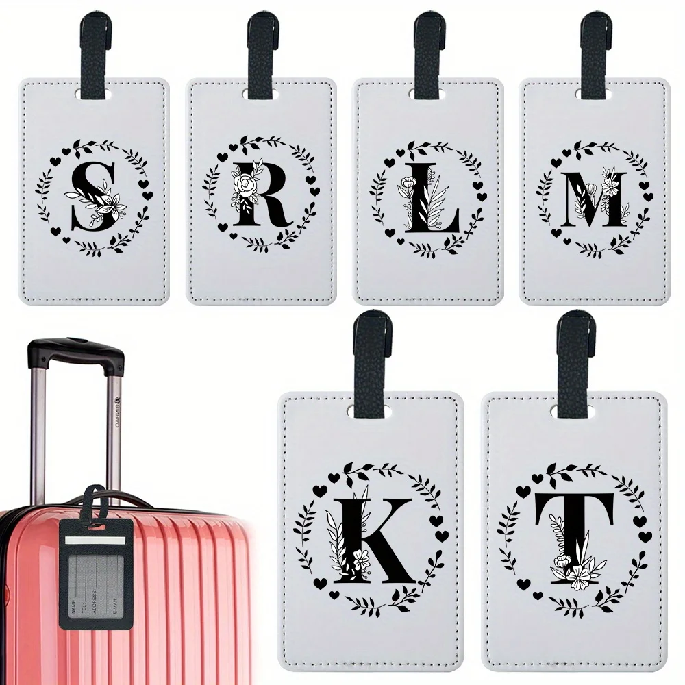 Travel Boarding Luggage Tag Durable PU Leather Boarding Tag Creative Outdoor Travel Accessories Unisex Garland Letter Pattern