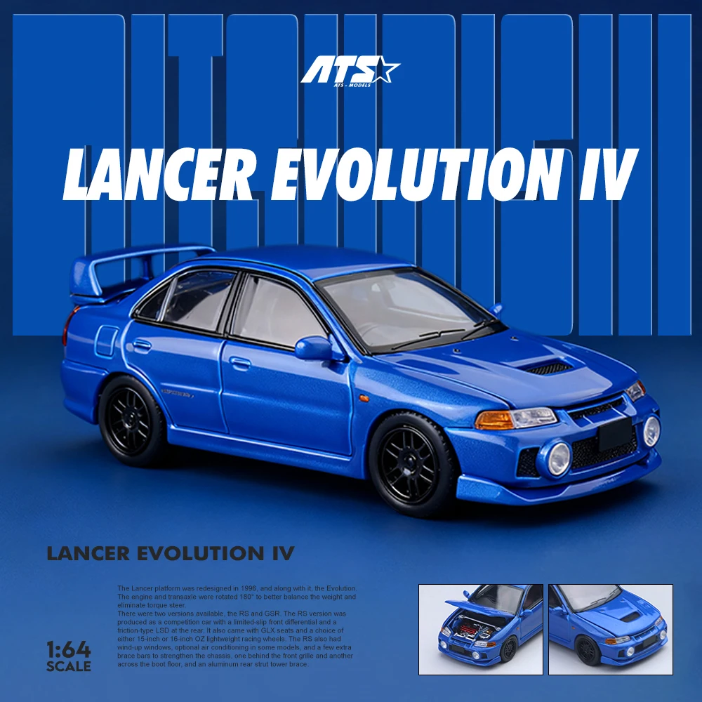 *Précommande*ATS 1:64 Evo 4e génération-modèle de voiture en alliage de Simulation de peinture bleue pour loisirs, objets de collection et affichage