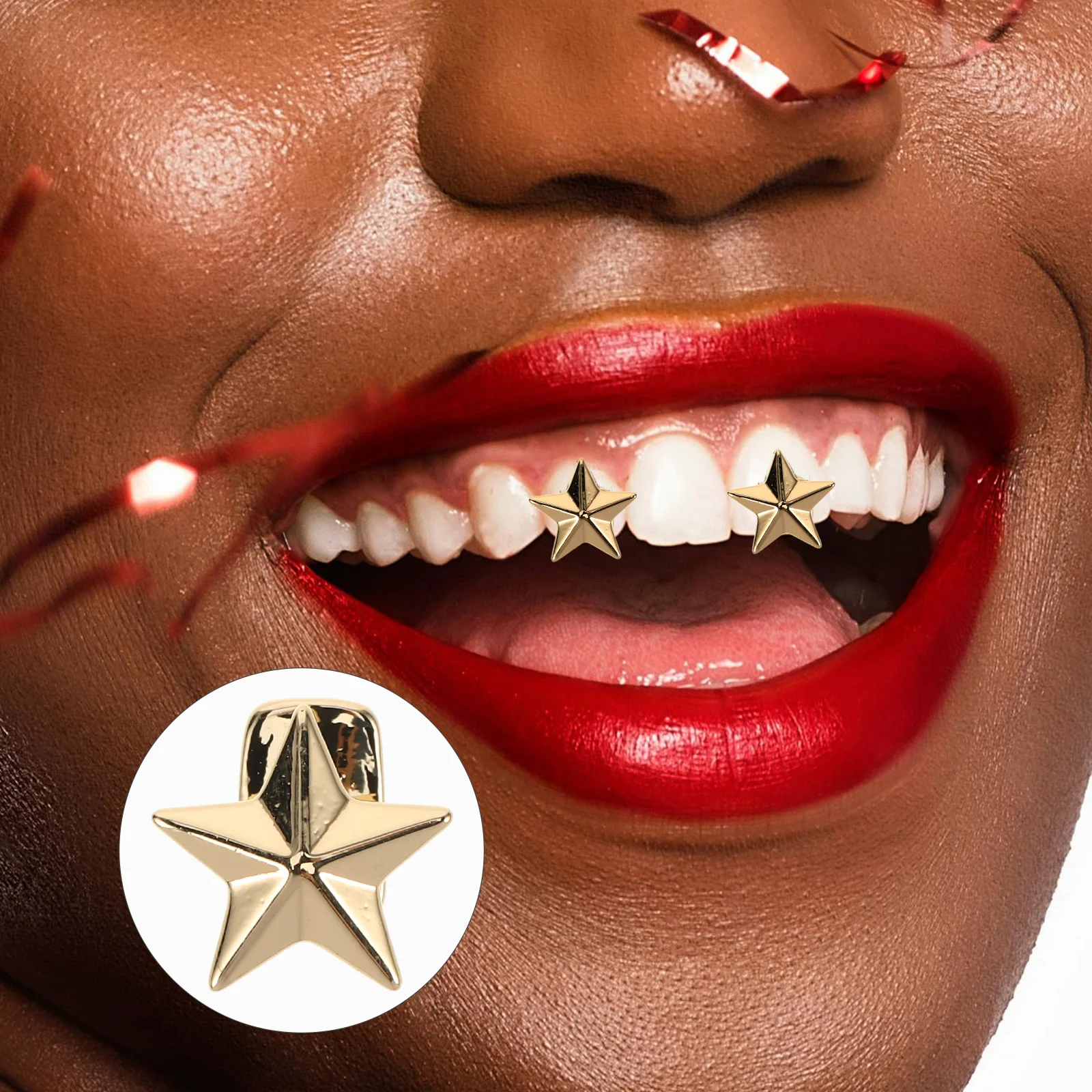 

4 шт., шапочка со звездами, модные съемные украшения для зубов, аксессуары для Хэллоуина, вечеринки, хип-хопа, рэпера, реквизит для косплея, золотой гриль