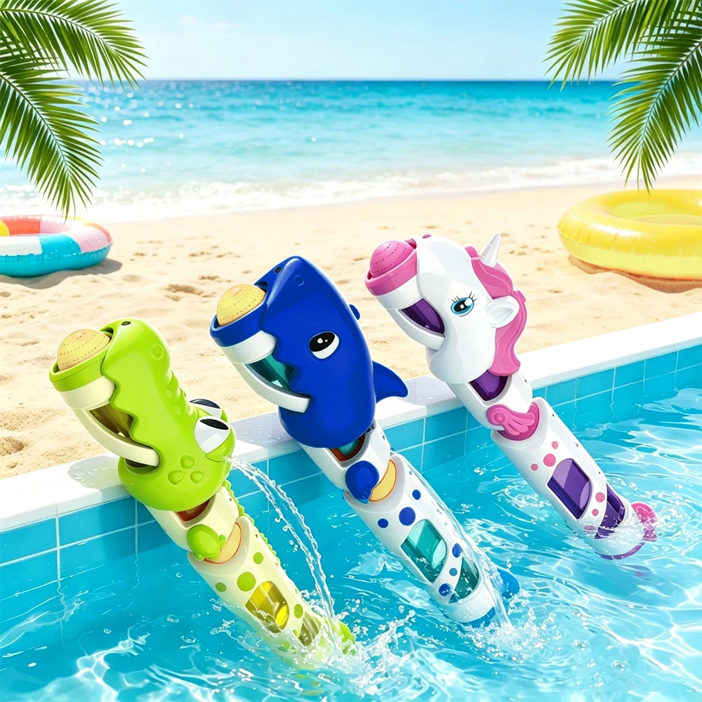 Kids Animal Water Spray Bath Toy - Crocodile/Shark/Pony Squeeze Water Gun, Fun Summer Bathtub & Pool Toy for Toddlers