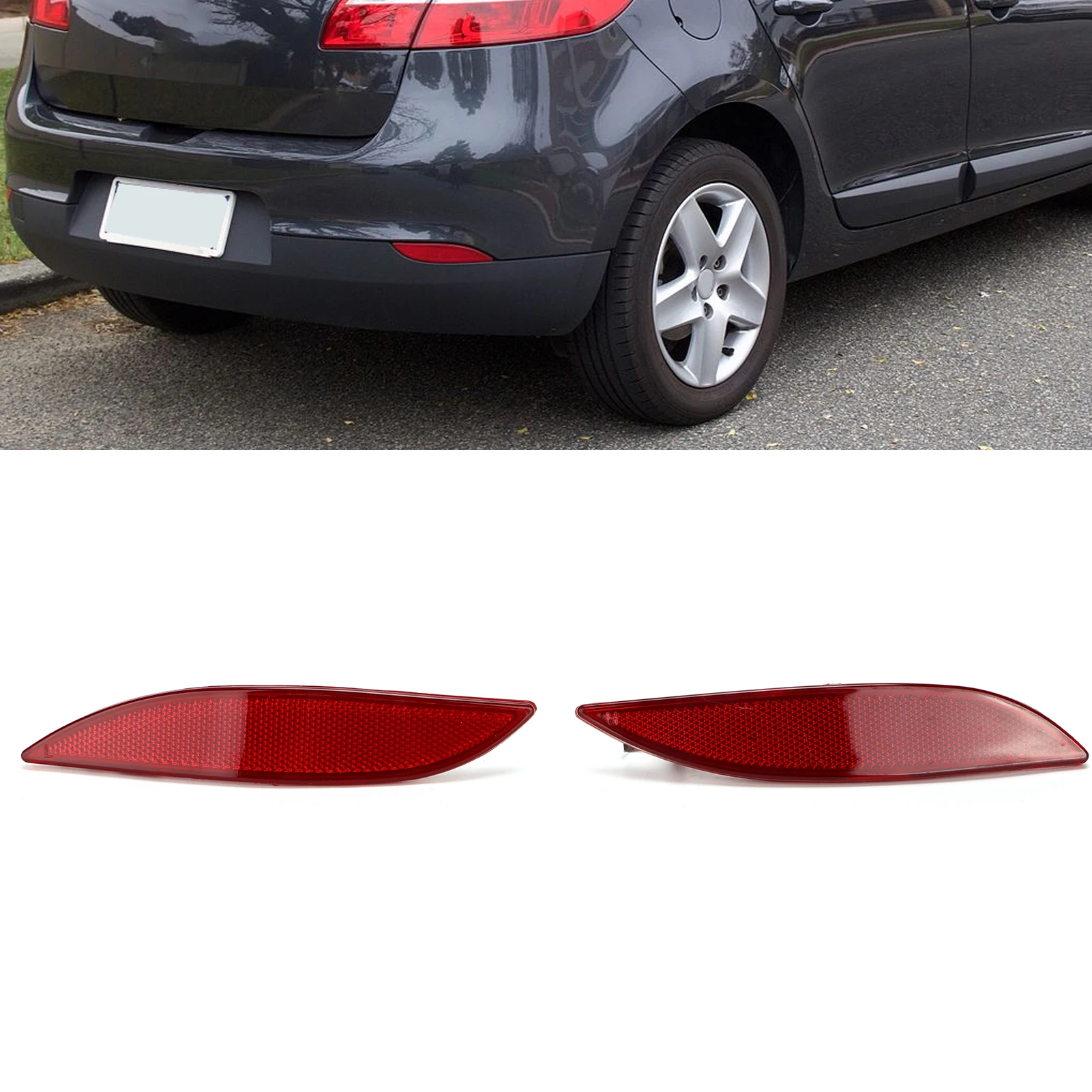 1 Pair Car Rear Bumper Reflectors 265650004R Replacement For Megane III Hatchback 2008 - 2016 Fluence 2010 - 2016