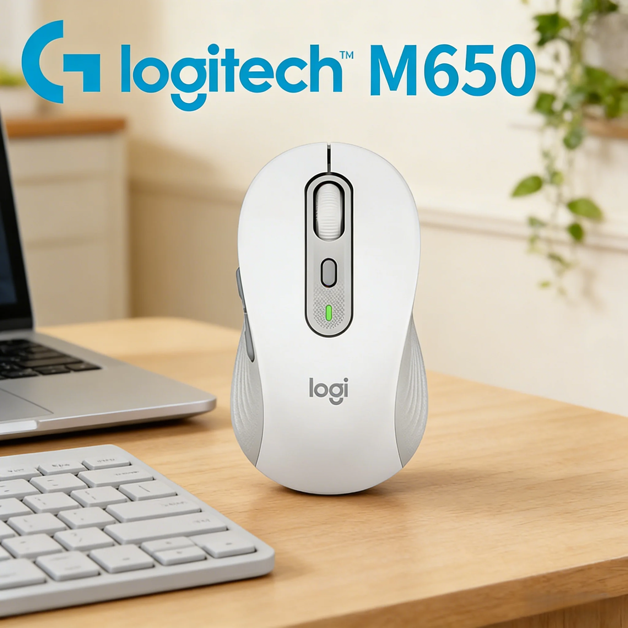 Logitech M650 Wireless Mouse Logi Bolt Bluetooth SilentTouch 4000 DPI Optical Tracking for Laptop Desktop Office Use