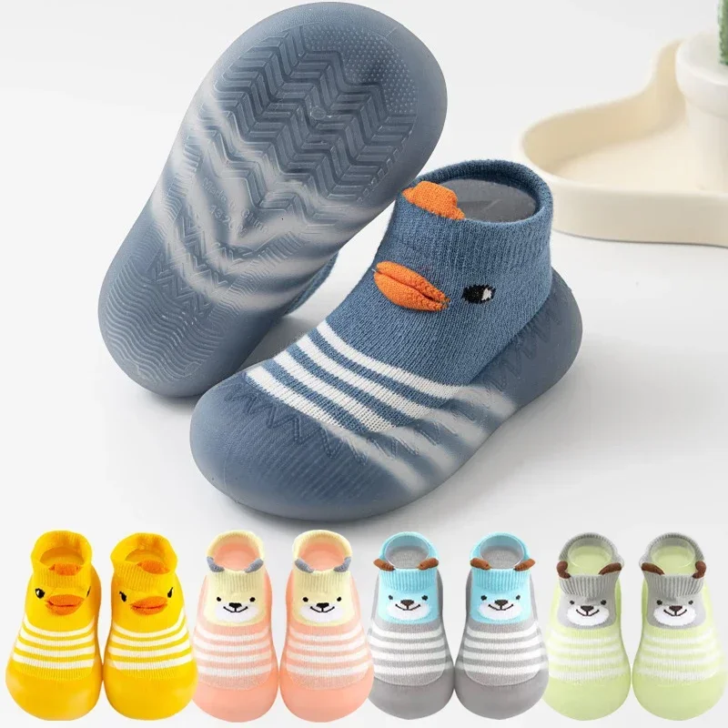 

2025 Animal Pattern Baby Floor Socks Non-slip Silicone Sole Cute Cartoon Toddler Shoes Breathable Casual Cotton Baby Boys Girls