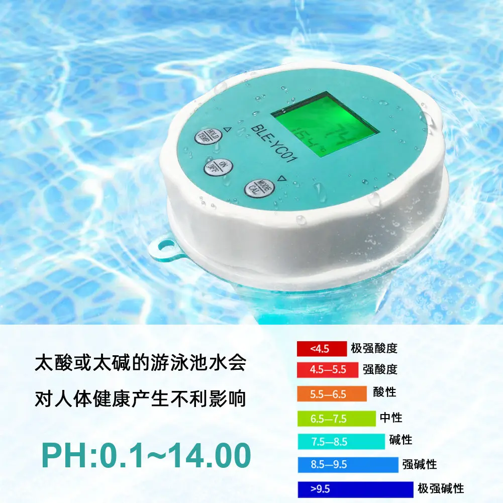 High Precision Bluetooth Pool Water Tester: Chlorine, pH, EC/ORP Meter for Home Aquarium & Aquaculture