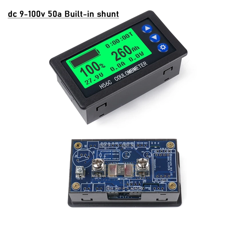 Battery Monitor Hall Coulomb Meter DC 8-100V 300A Lifepo4 Lead-Acid Li-Ion Lithium Capacity Power Display-ABLL