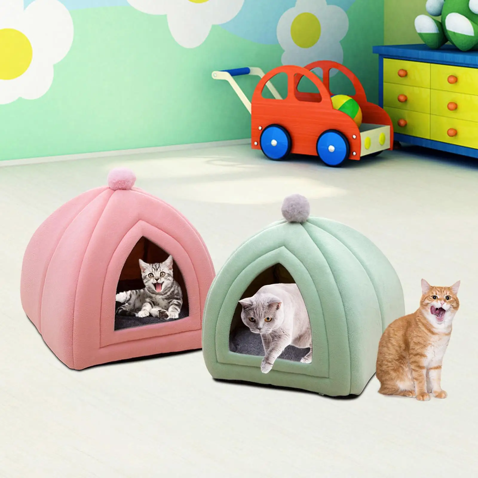 Comfortable Pet Cat Bed Kennel Small Dog House Nest for Indoor Puppy Warm Cave Sleeping Bed Four Seasons