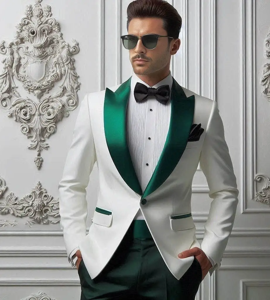 Exquisite Man Tuxedos Peaked Lapel 2 Pcs Plus Size Wedding Suit Slim Fit Jacket Pant Groom Graduation Wear Customized