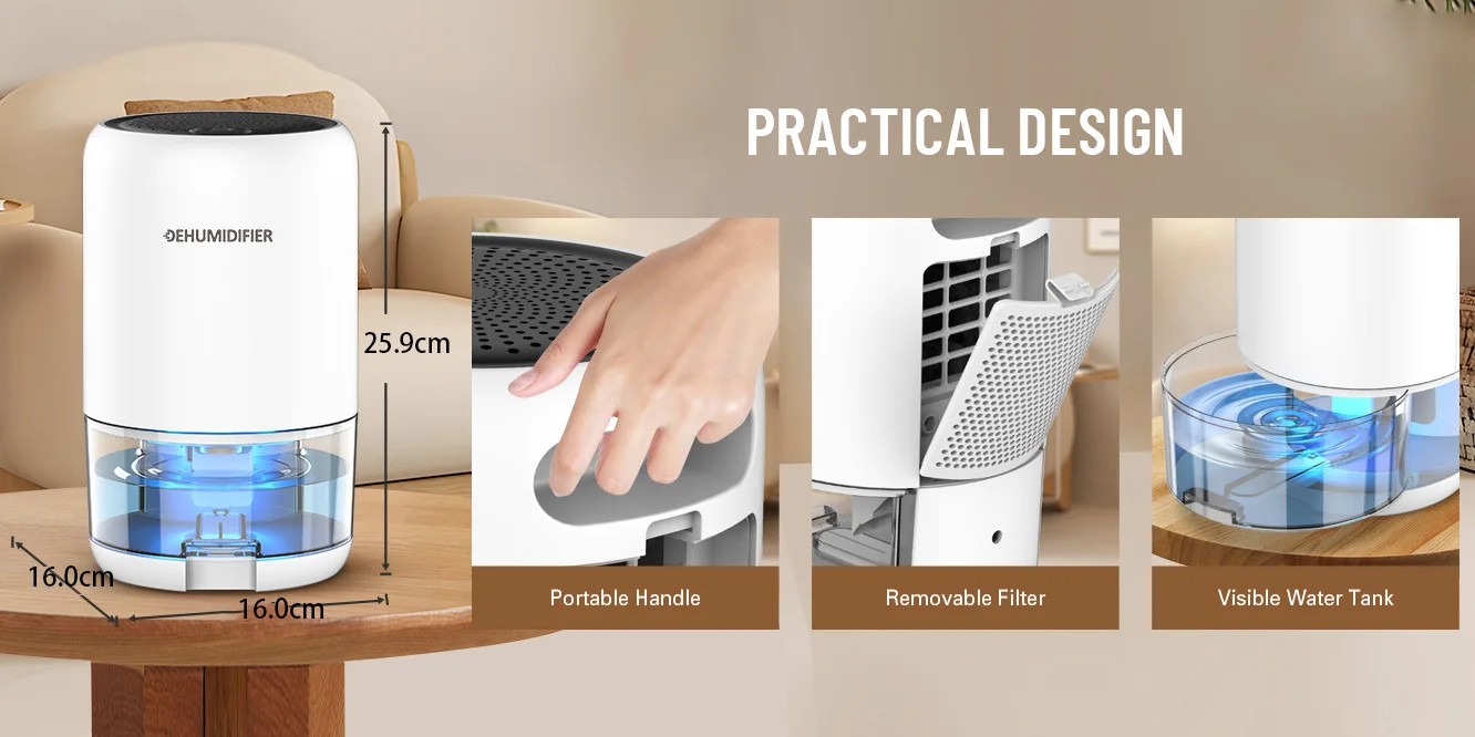 Dehumidifier, 35 OZ Dehumidifiers for Home for Room, Quiet and Portable Dehumidifier for Bedroom, Bathroom, RV, Closet, Auto-off