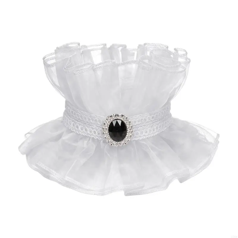 Victorian Detachable Collar Ruffle Lace Collar Neck Accessory with Adjustable Closure for Gothic Costume Dressup Theme Party