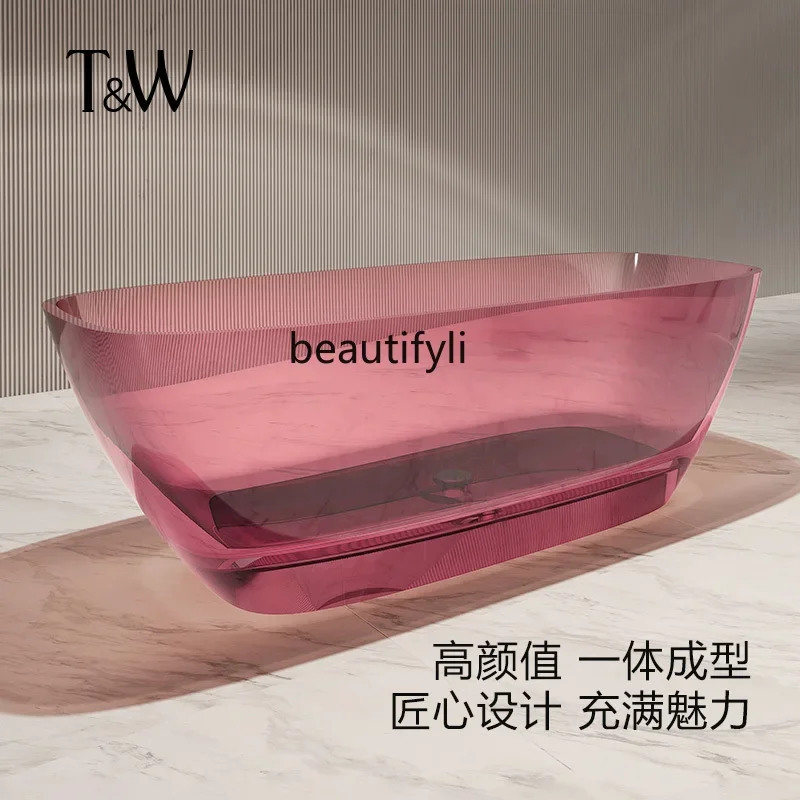 

AThick-edged transparent resin bathtub, independent rectangular hotel for home use, color bathtub