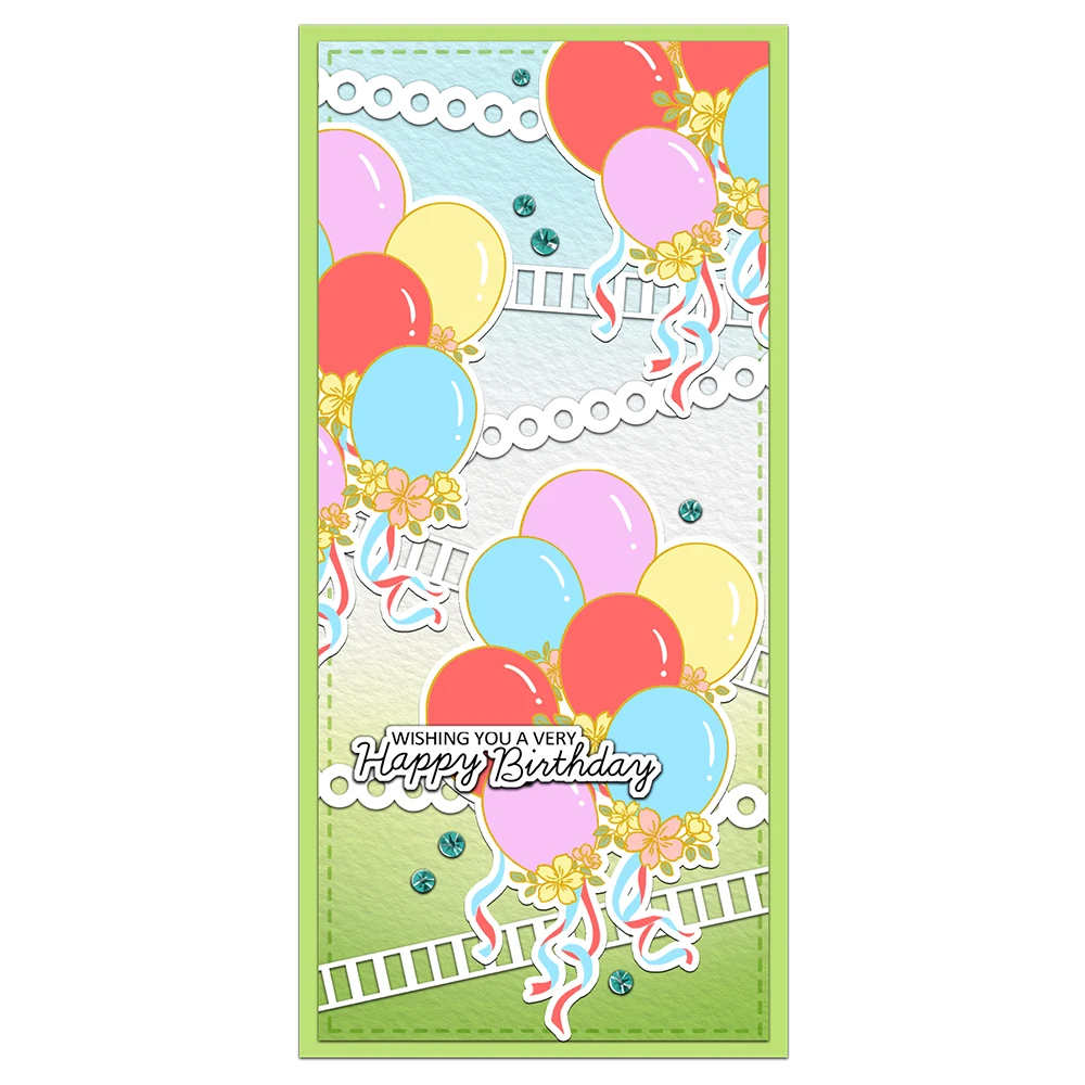 Mangocraft Birthday Decor Balloons Metal Cutting Dies Clear Stamps Stencils And HOT Foil Plate DIY Scrapbooking For Cards Albums