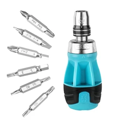 DuraTech 12-in-1 Quick Load Ratcheting Multi-bits Stubby Screwdriver Set Hand Tools Slotted Phillips Torx Square Screwdriver Kit