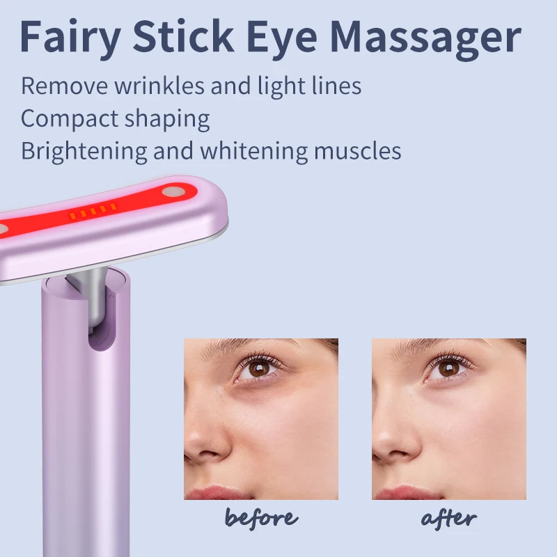 EMS Micro Current Stimulation Eye Face Massager Red Light LED Photon Heating Vibration Facial Neck Beauty Wand Massage Tool Wand