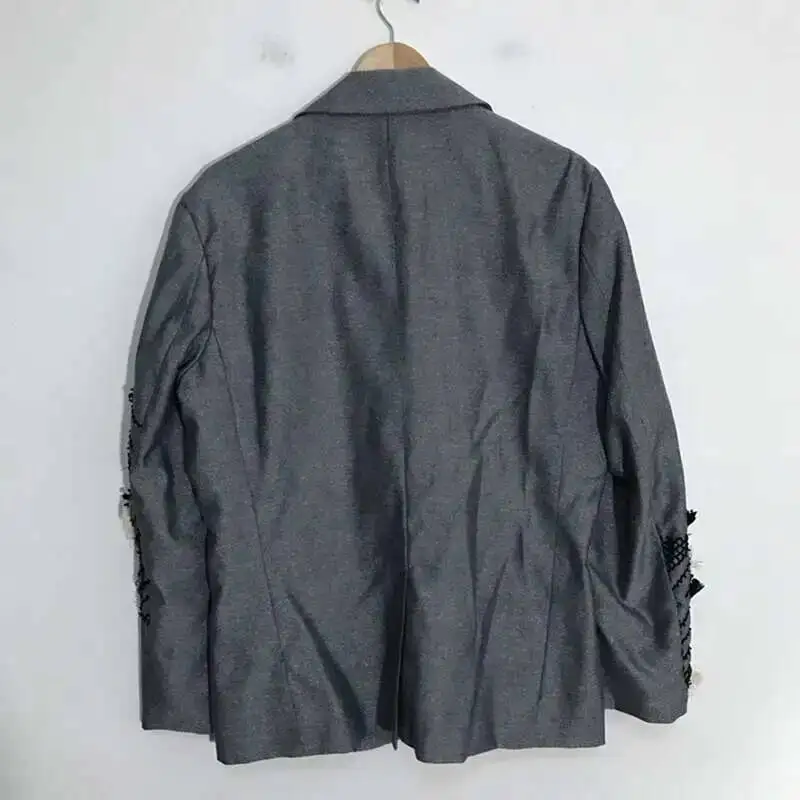 Autumn Texture Design Niche Men's Blazers Streetwear Outdoor Patchwork Sports Baggy High Quality Delicacy Suit Coat JYU78