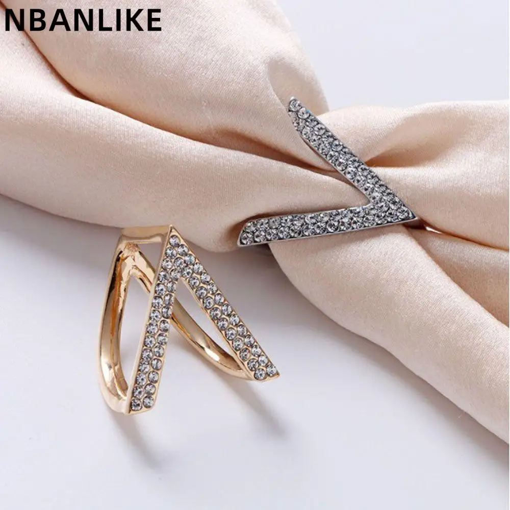 1 PC V Shape Elegant Scarf Clip Fashion Scarf Ring Inlaid Rhinestone Brooch Jewelry Accessories