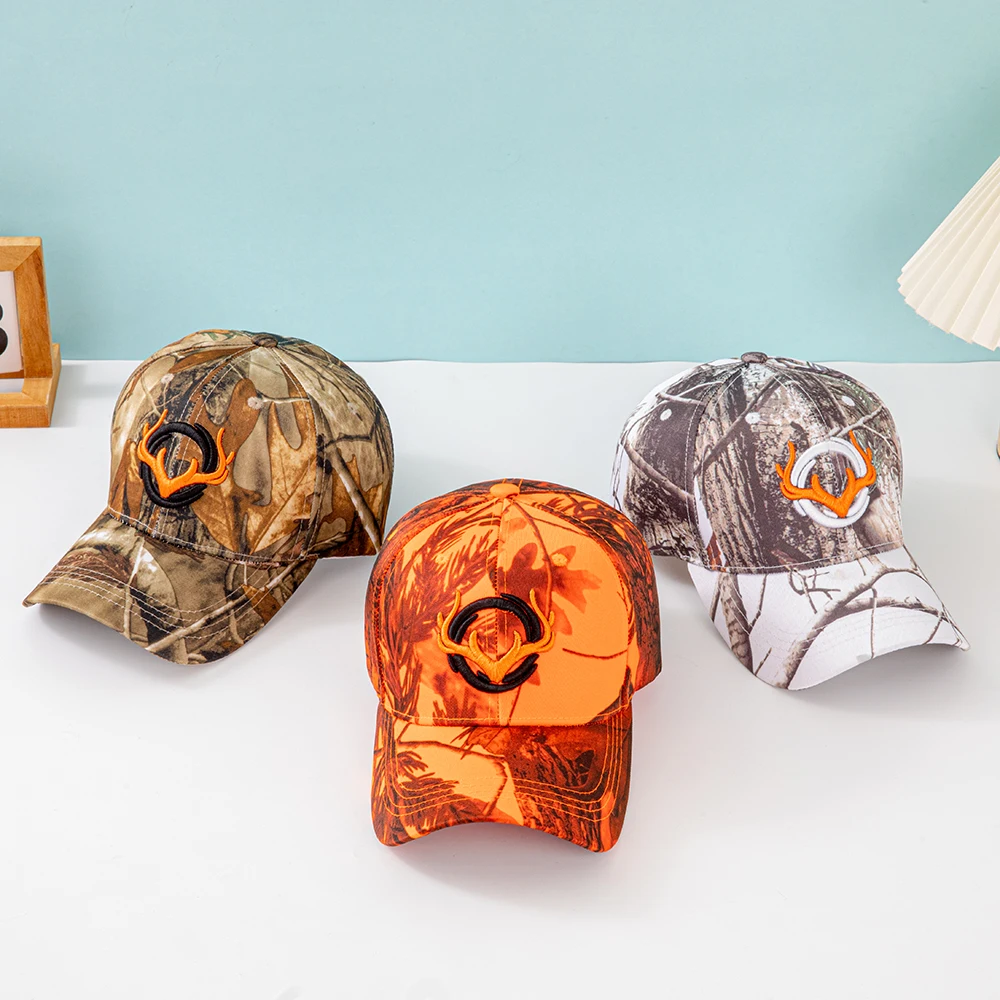 Modische Baseballkappen mit Hörner-Stickerei für Männer und Frauen Tarnmuster Taktischer Sonnenhut Frühling Herbst Outdoor-Sport Angeln Visiere – Detail 17