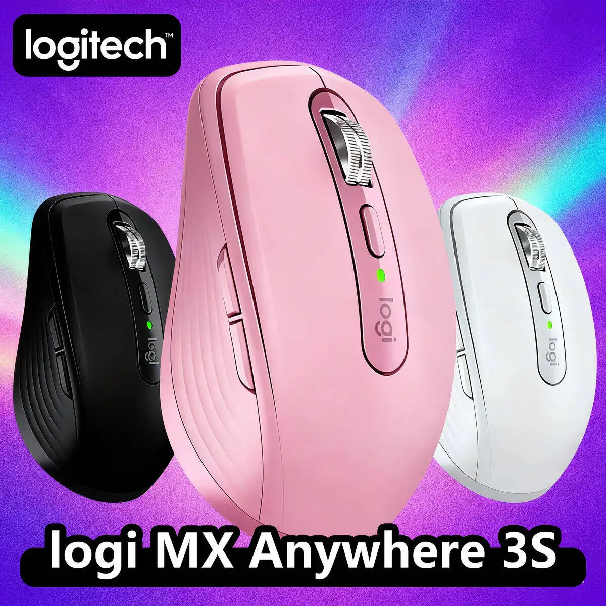 Logitech MX Anywhere 3S Mouse, Wireless, 8000 DPI, MagSpeed, USB-C Charge, 3-Device Logitech Multi Style Mouse