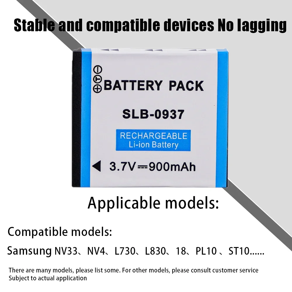 SLB-0937 Camera Battery 3.7v 900mah SLB0937 Rechargeable Batteries for Samsung CL5 CL50 I8 L730 L830 NV4 NV33 PL10 ST10 Battery