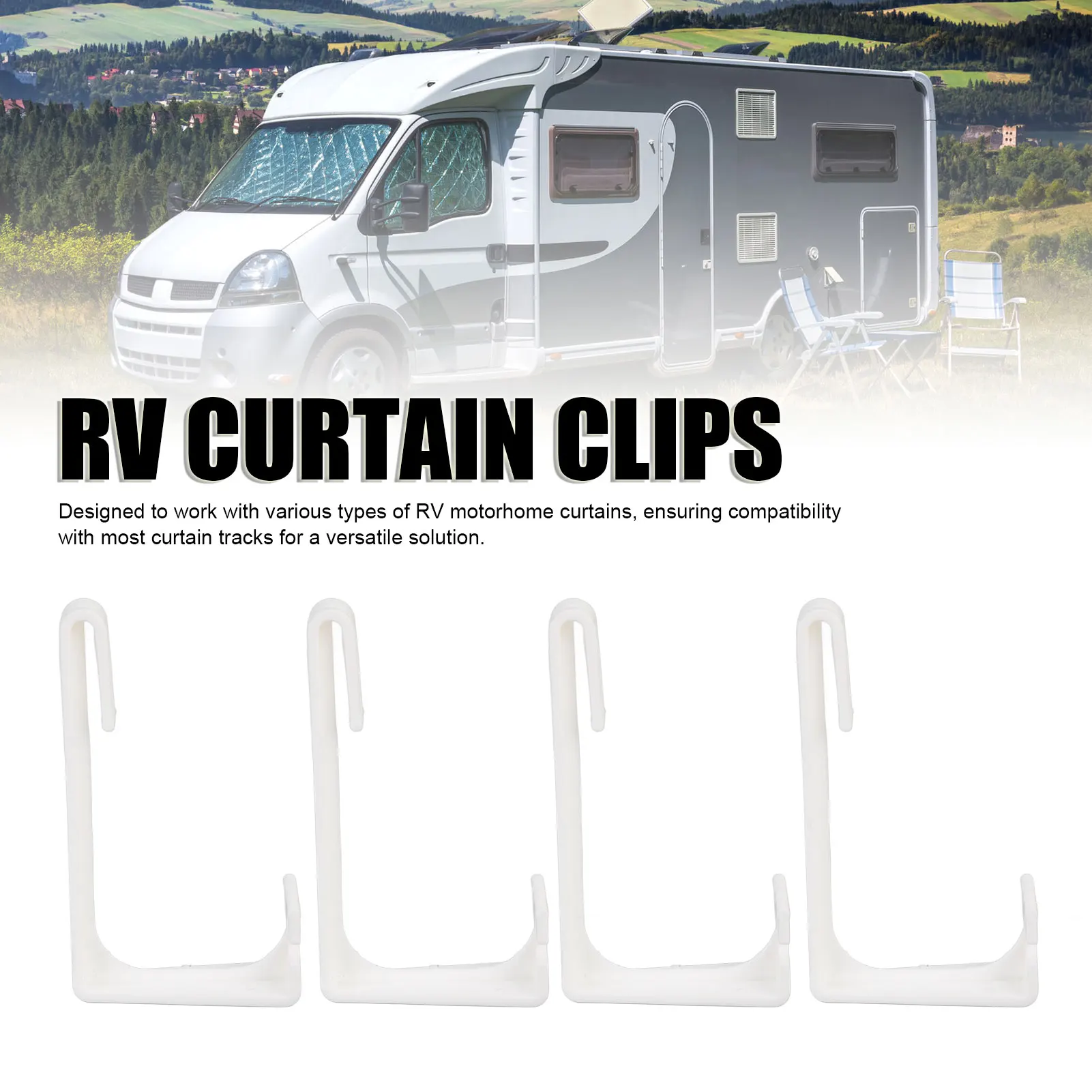 4 pçs rv cortinas titular com chave de fenda cortina lateral segurar clipes pista para motorhome janela cortina rvs acessórios