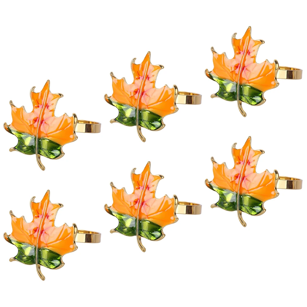 

6 Pcs Rustic Napkin Fixator Decor Thanksgiving Buckles Alloy Elegant Table Napkin Adorn Decorations Festive Props