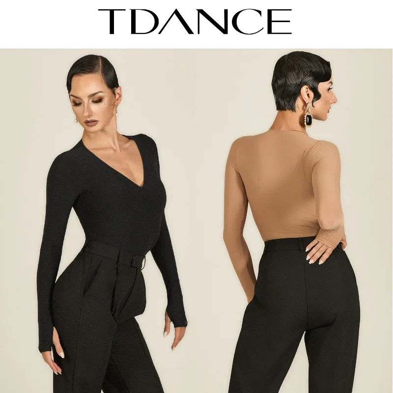 

Customized TDANCE Women's Latin Modern Practice Dress [V-neck Bottom Jumpsuit] Long Sleeved Slim Fit Daily GL-215