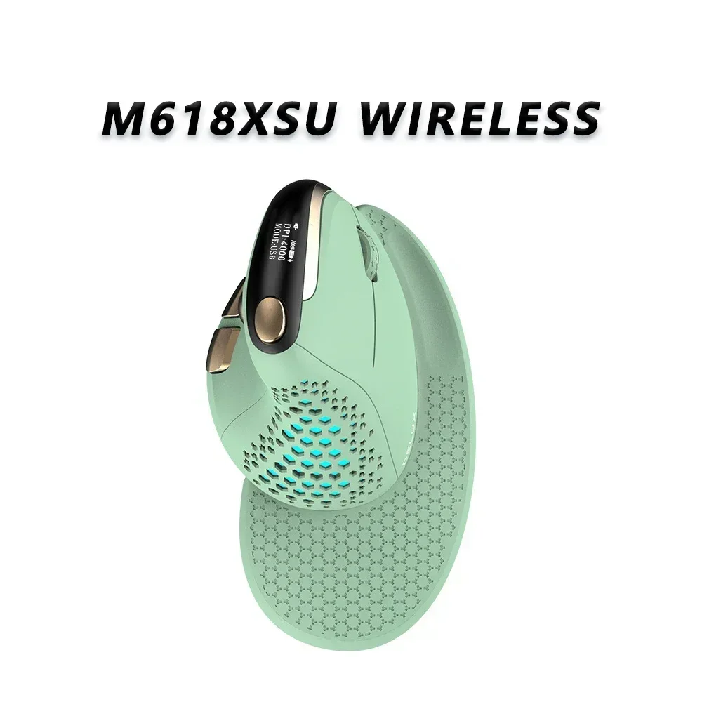 

Custom Delux M618XSD Vertical Mouse 4000 DPI PAW3212 Sensor OLED Display Screen Wireless Bluetooth Wired Mice for PC Gift