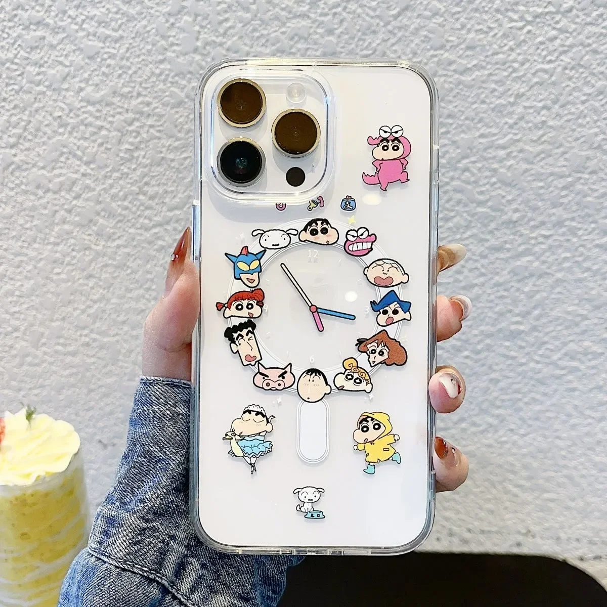 Cartoon Crayon Shin-chan Cute MagSafe Magnetic Phone Case For iPhone 16 15 14 13 12 11 Pro Max Plus MINI Y2K Creative Luck Cover