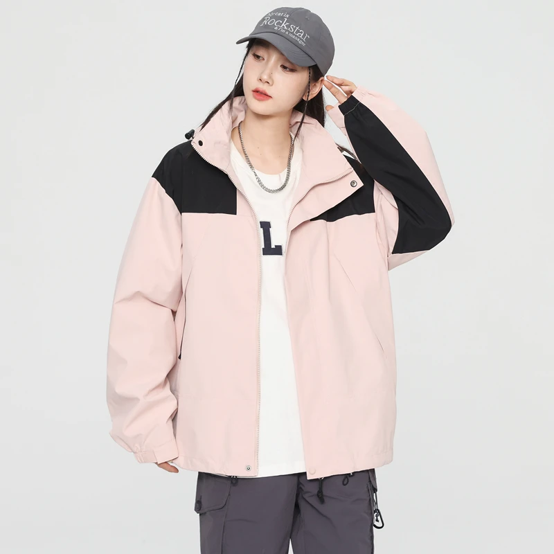 Jaket Hiking Bermerek untuk Wanita Mantel Berkemah Tahan Air Patchwork Jaket Perjalanan Windbreaker Trekking Memancing Pria Pakaian Wanita