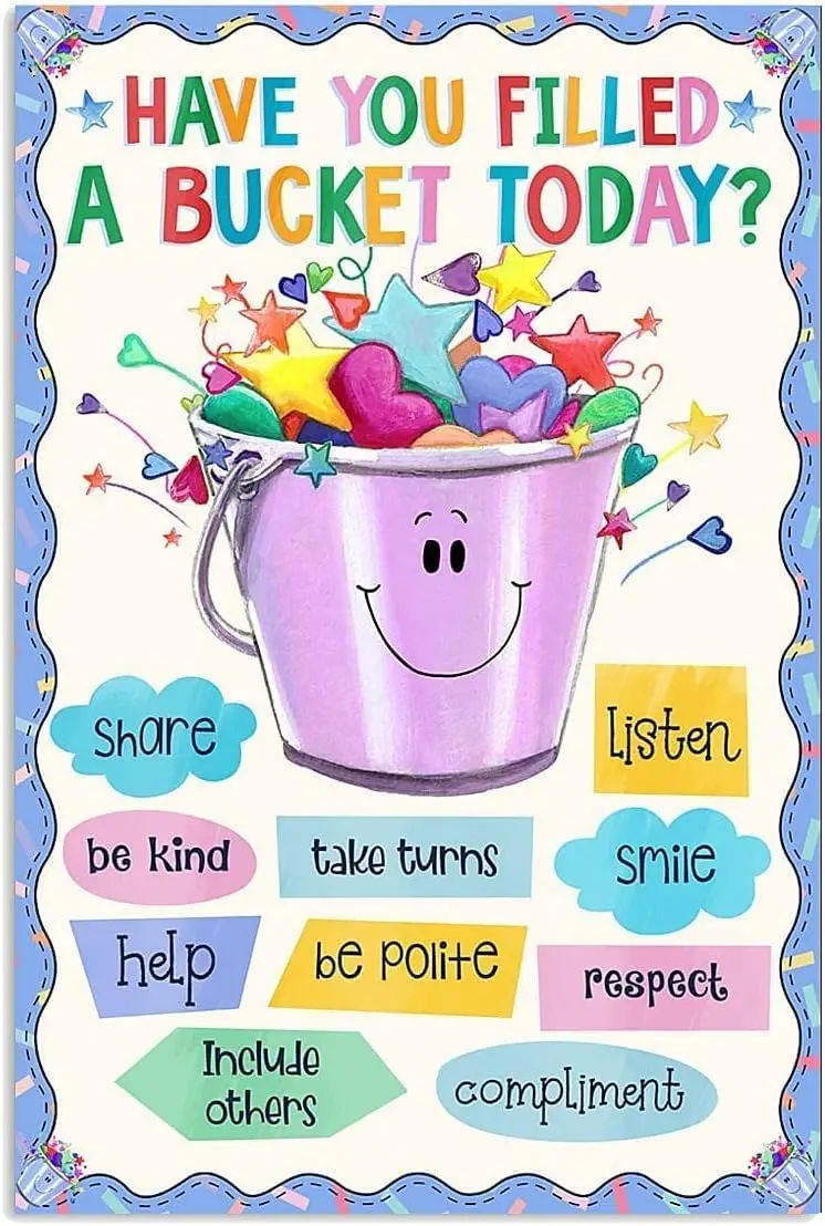 Teacher Classroom Poster, Bucket Filler - Have You Filled a Bucket Today Vertical Perfect Poster Best Metal Tin Sign Decor for L