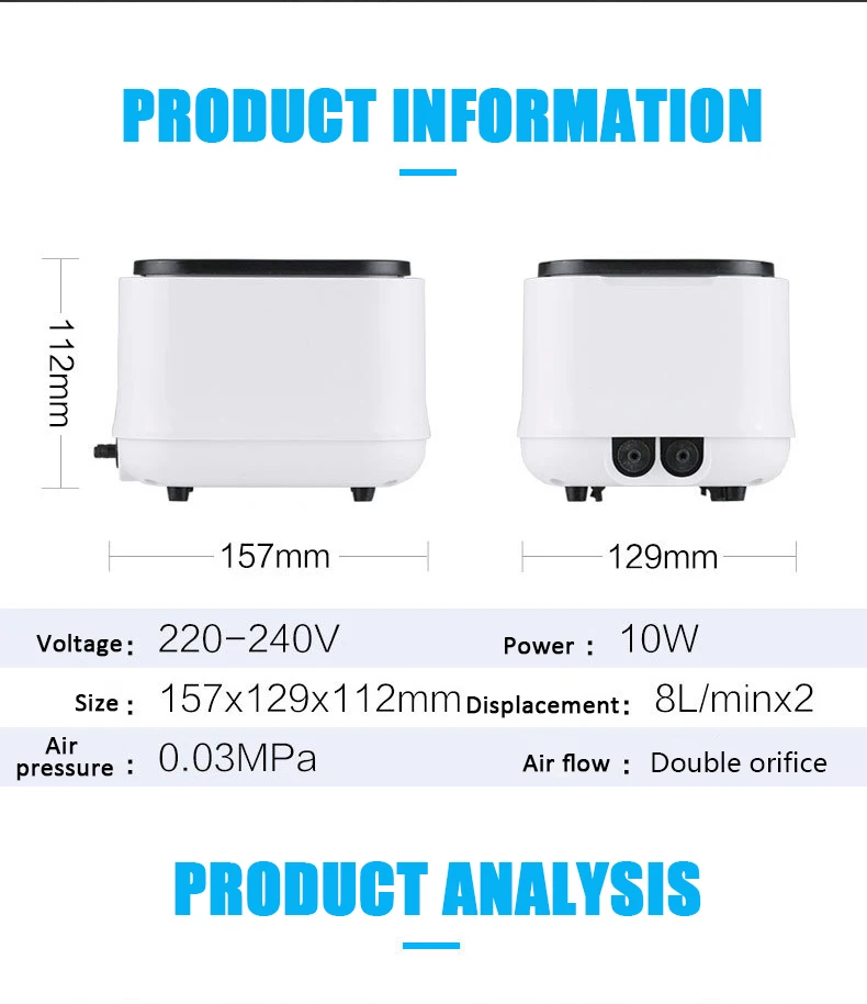 

1000L/H Large Volume Air Pump Aquarium Silent Mini Oxygen Pump Fish Tank Strong Power Air Compressor Aquarium Accessories