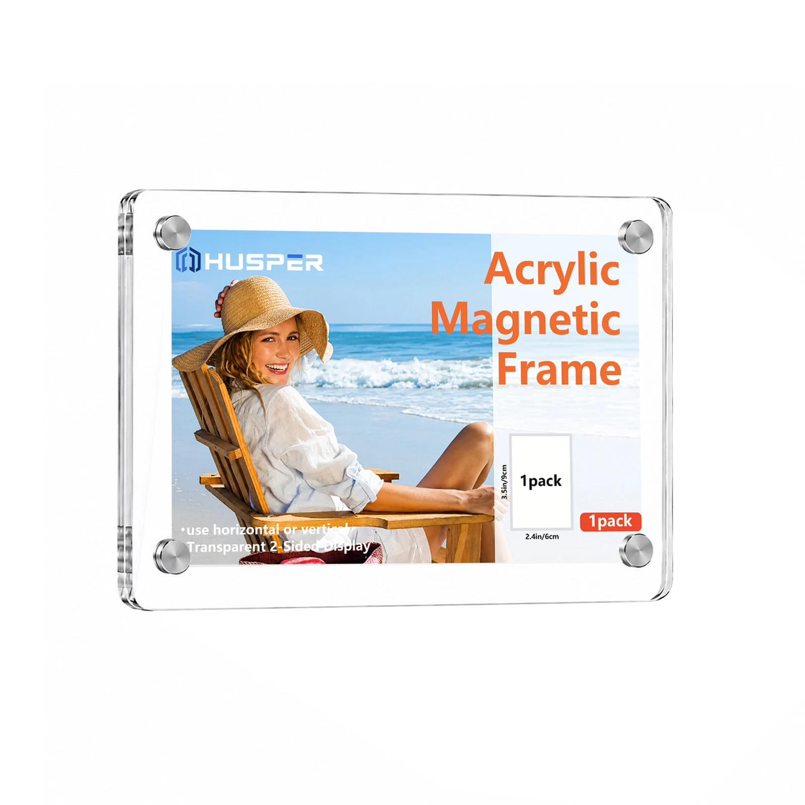 Mini Magnetic Picture Frame Small 2.36 X 3.54 Inch Double Sided Clear Display for Refrigerator Locker