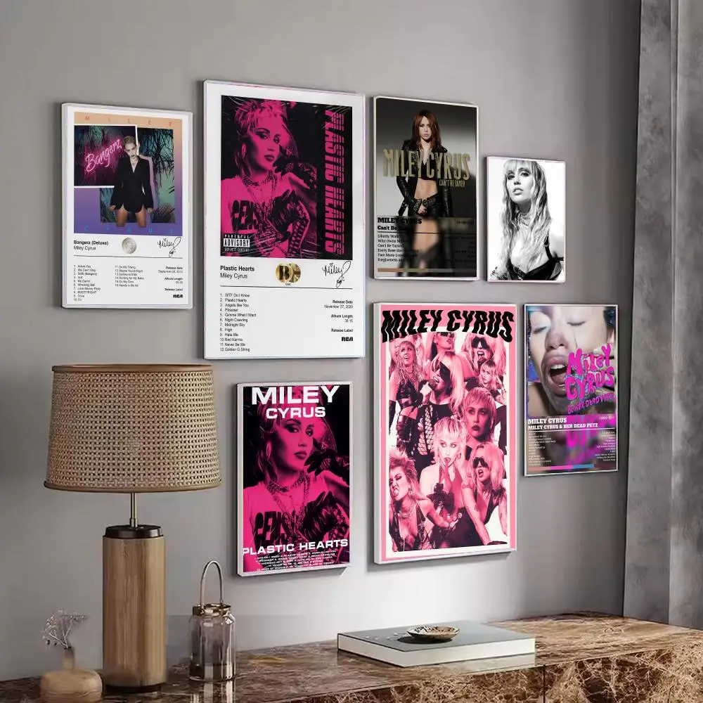 Pop Singer Music Album M-Miley C-Cyrus Poster Decorative Wall Art Stickers Mural Photo Print for Home Living Room Hallway Decor