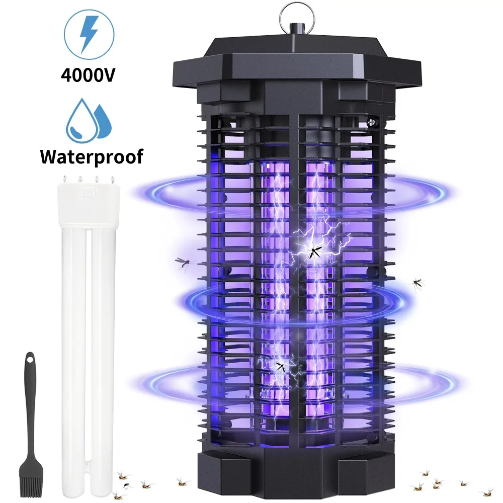 

4000 Volt Waterproof Electric Mosquito Exterminator Trap Outdoor Mosquito Repeller for Home Backyard Patio Garden Black