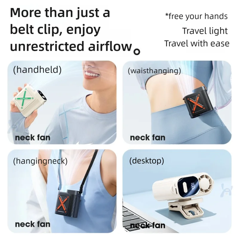 Mini Multifunctional Waist-Hanging Fan USB Rechargeable Portable Handheld Outdoor Work Neck-Hanging