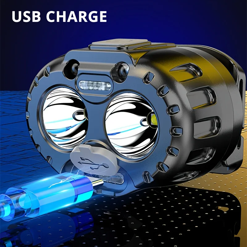 Ultra Bright Head Flashlight Rechargeable  LED Work Lamp Adjustable Light with Magnetic Lantern Outdoor Camping Fishing Cycling image 5