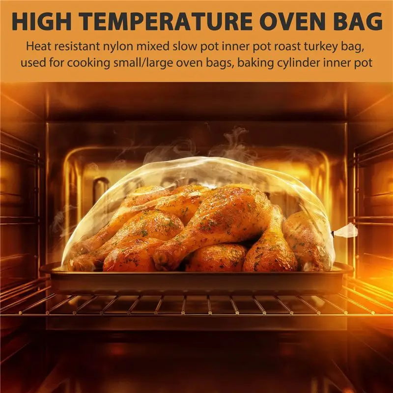 A36T-Resistance Nylon-Blend Slow Cooker Liner Roasting Turkey Bag For Cooking Medium Size Oven Bag Baking