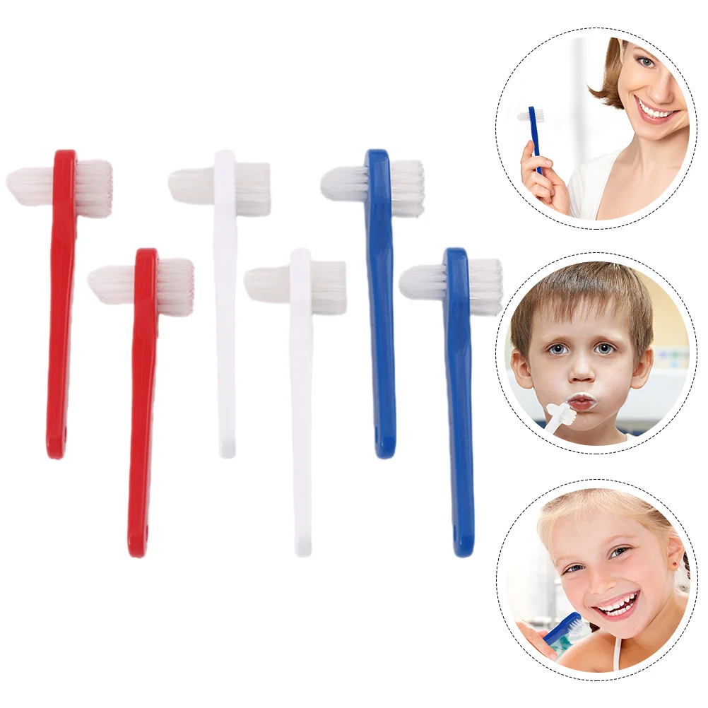 

6 Pcs Double Headed False Toothbrush Teeth Cleaner Fake Sided Portable Double-head Pp Creative Denture Care Travel Man