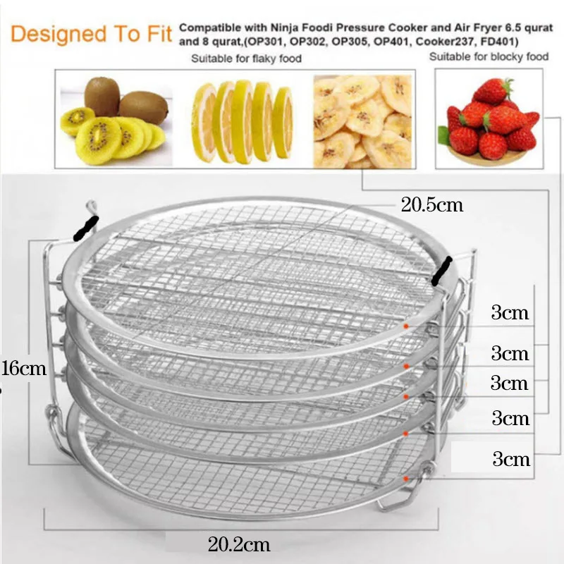 Air Fryer Accessories Five-Layer Steaming Rack Compatible with Ninja Foodi Pressure Cooker and Air Fryer 6.5 and 8 Quart