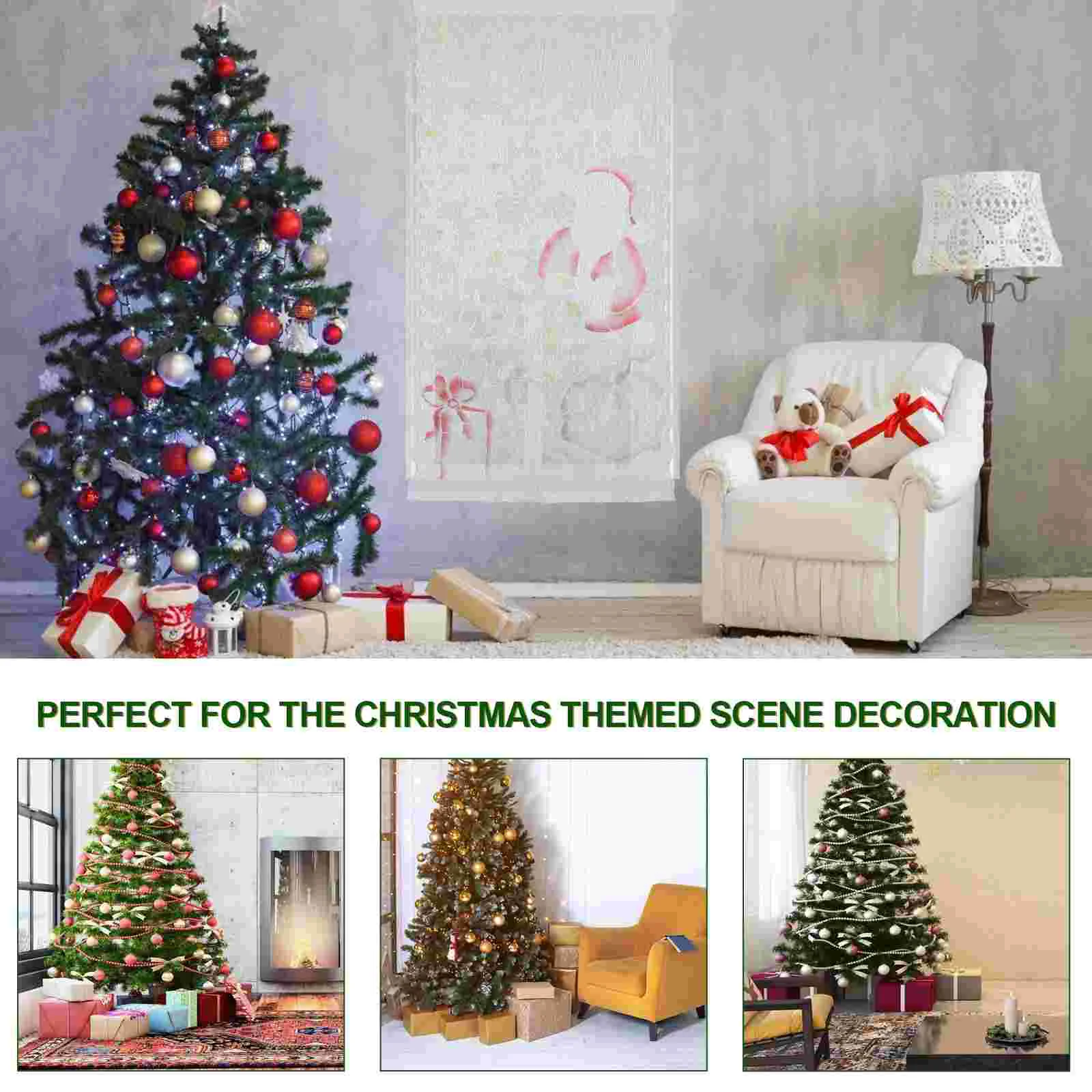 Lace Trim Christmas Glowing Curtains Xmas Pendant Festival Wedding Backdrop Decor