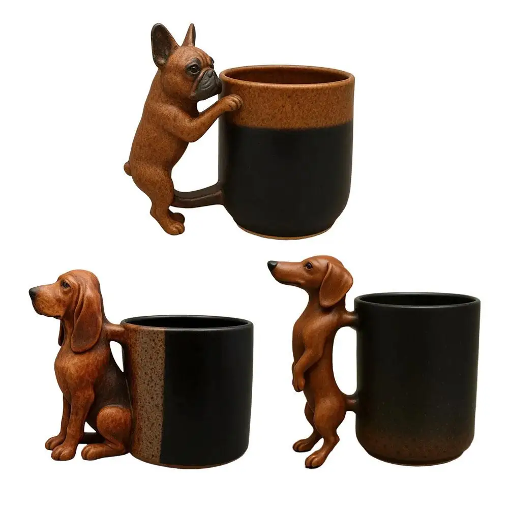 Handmade Dachshund Mug Creative 3d Animal Resin Coffee Cup With Dog Shape Handle 11oz Funny Novelty Memorial Art Mugs Gifts - view 5