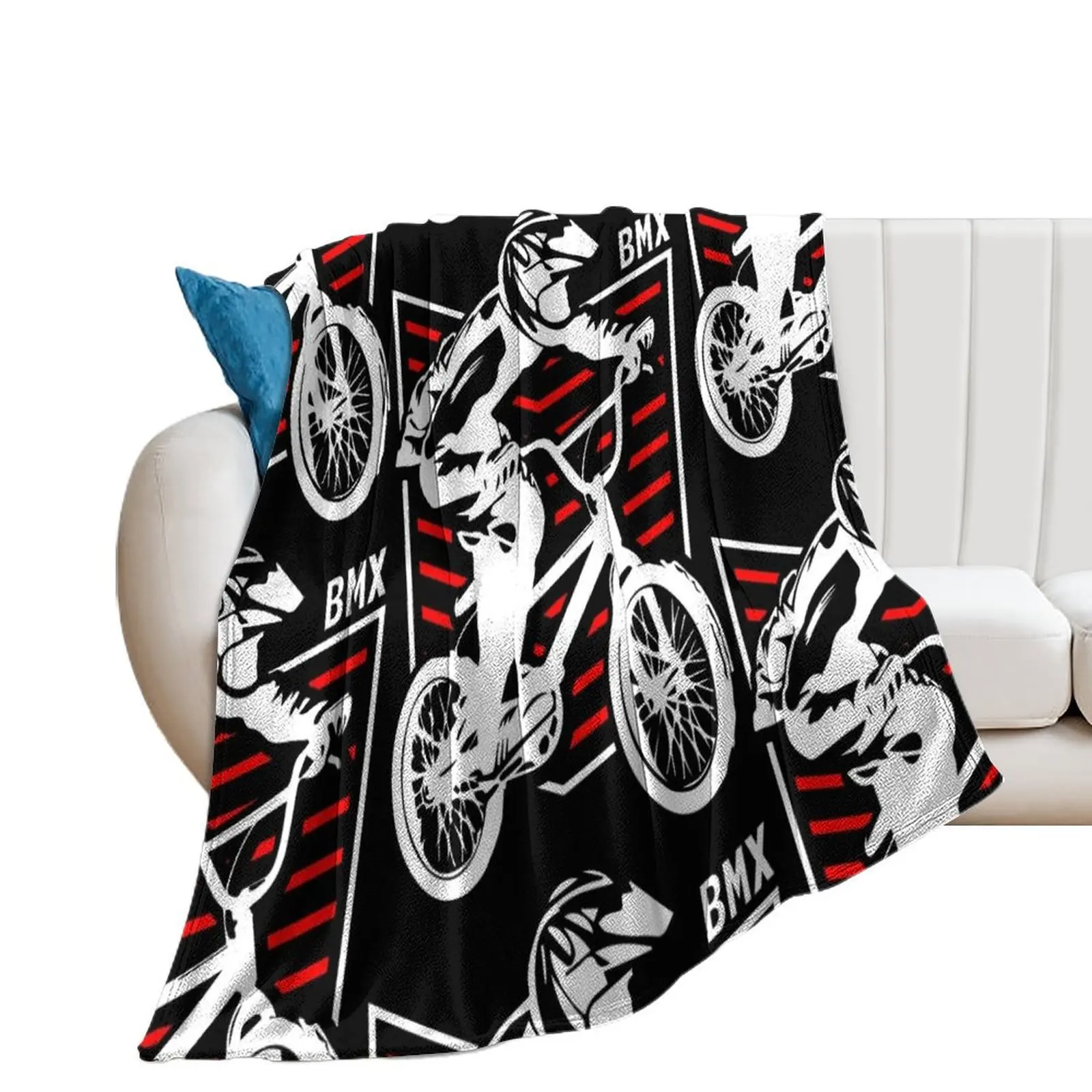 

Bmx Apparel Retro Bmx Bike Old School Patch Red Throw Blanket wednesday Stuffeds Furrys Luxury St Blankets