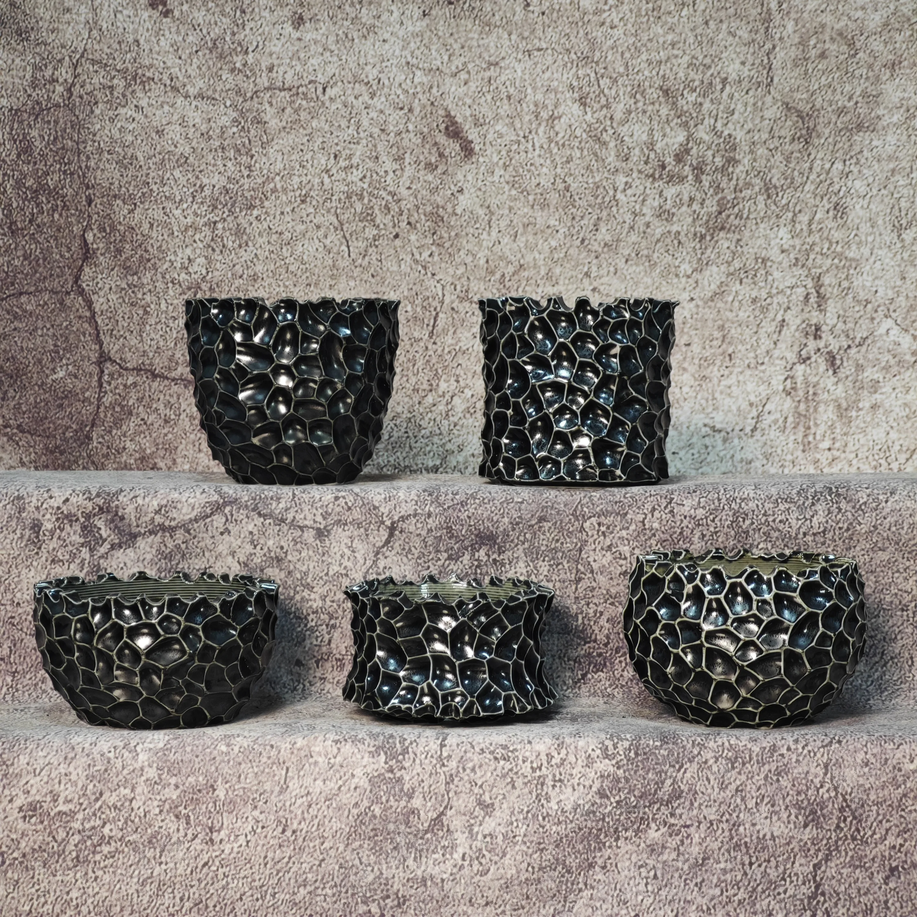 Hand‑Carved Ceramic Caudiciform Root Pot 2‑4Inch Plant Bowl Indoor Decor Landscaping Planter For Agave Dioscorea Elephantipes Ca