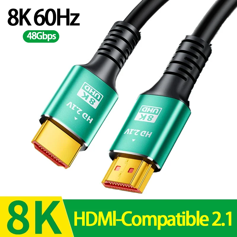 

8K HDMI-Compatible 2.1 Video Cable 48Gbps High Speed 8K@60Hz 48Gbps Adapter For RTX 3080 eARC HDR PC Laptop TV Box HDTV 2.1 Cord