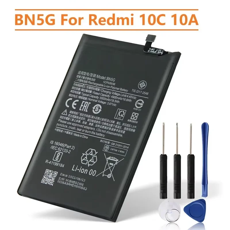 

Production in 2024 Replacement Phone Battery BN5G For Xiaomi Redmi 10C 10A Rechargeable Batteries 6000mAh With Free Tools