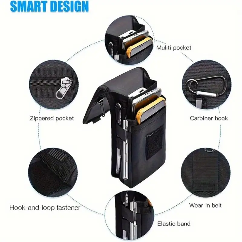 Bolsa para Teléfono Móvil, Bolsa de Cintura Informal, Bolsa con Espacio para Bolígrafo, Bolsa de Cintura con Tapa Abatible para Teléfono Móvil, Bolsa de Cintura para Teléfono Móvil de Buena Calidad